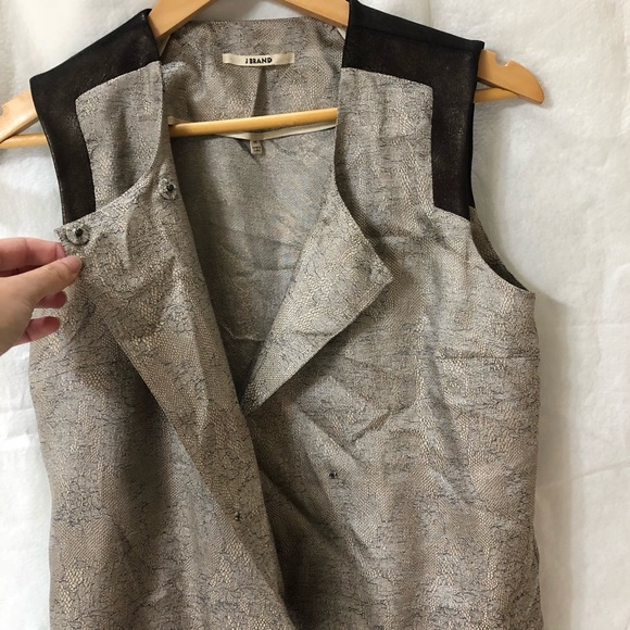 J Brand Metallic silk & leather sleeveless kimono - Picture 5 of 11